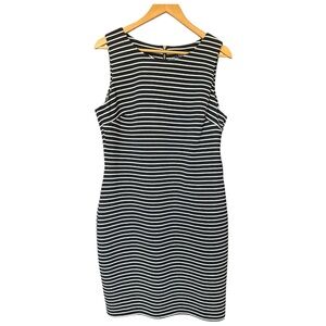 CHAPS Black White Striped Textures Stretch  Nautical Career 14 NWT